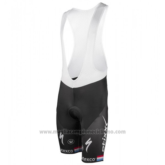 2017 Abbigliamento Ciclismo Etixx Quick Step Campione Lussemburgo Nero Manica Corta e Salopette